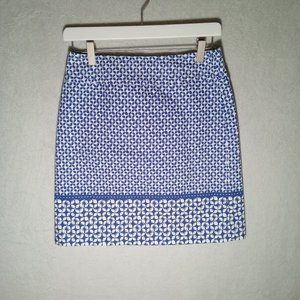 Talbots Navy Blue White Classic Knee Length Office  Pencil Skirt Size 4